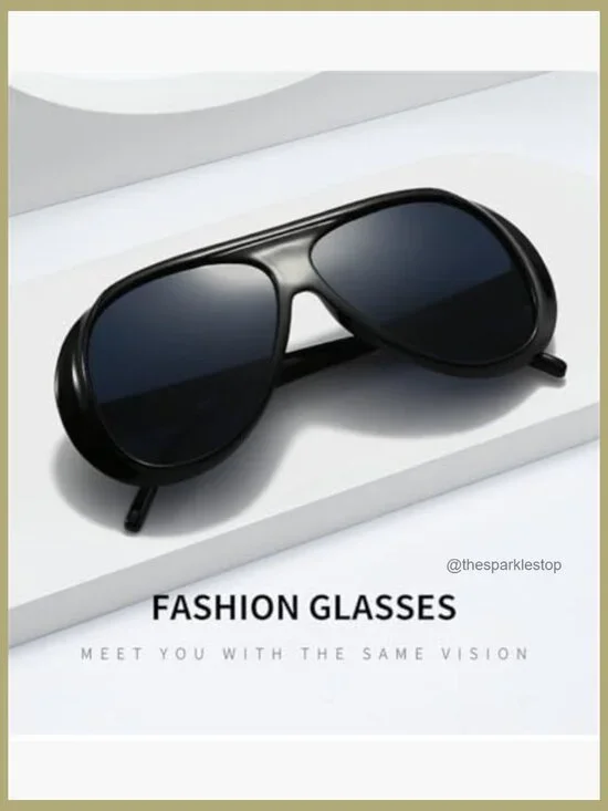 Oversized Aviator Sunglasses, Square Frame, UV 400 Protection, Plastic - Picture 6 of 7